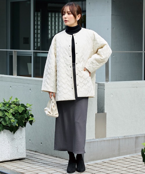 ノーカラーキルトコート（ノーカラーコート）｜INCEDE（インシード）