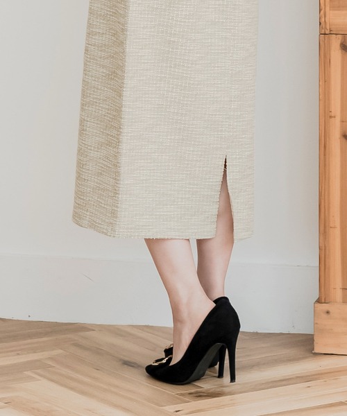 Julia Boutique（ジュリアブティック）の「ツイードニットタイトワンピース（ワンピース・レディース・ブラック/ピンク/ベージュ・ONE）」の21枚目の写真