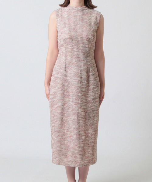 Julia Boutique（ジュリアブティック）の「ツイードニットタイトワンピース（ワンピース・レディース・ブラック/ピンク/ベージュ・ONE）」の8枚目の写真