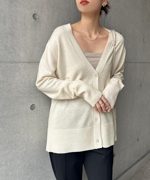 天竺ウールVネックニットカーディガン（カーディガン/ボレロ