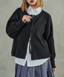 Wジップ リブニットカーディガン