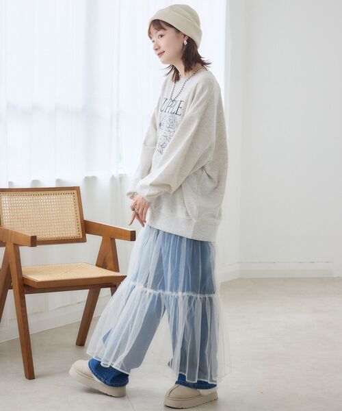 RETRO GIRL(レトロガール)の「花刺繍トレーナー(Tシャツ/カットソー・レディース・ダークブルー/ホワイト系その他/ダークグレー・FREE)」の6枚目の写真