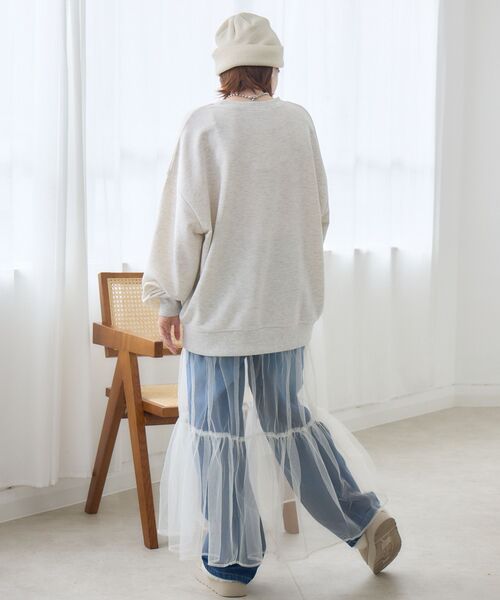 RETRO GIRL(レトロガール)の「花刺繍トレーナー(Tシャツ/カットソー・レディース・ダークブルー/ホワイト系その他/ダークグレー・FREE)」の7枚目の写真