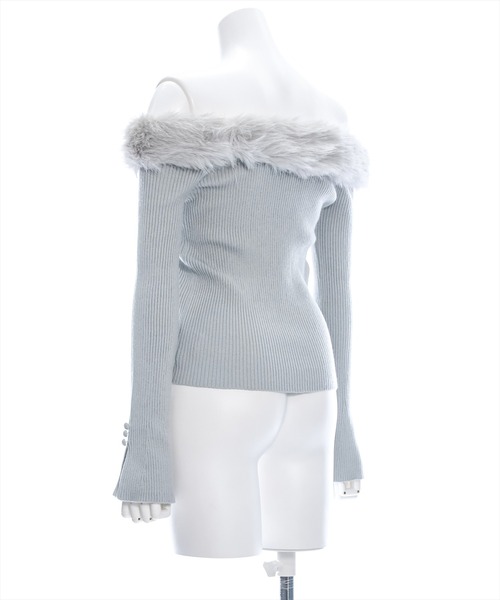 clear（クリア）の「袖スリットファーオフショルニットトップス[大人 フェミニン 上品 ファー取り外し可]≪再入荷≫（ニット/セーター・レディース・グレー/アイボリー/ブラック/ピンク・F）」の12枚目の写真