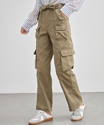 ArgueCultureギャザーカーゴパンツ ハイウェスト レディースのカーゴパンツ（ハイウエスト）ファッション通販