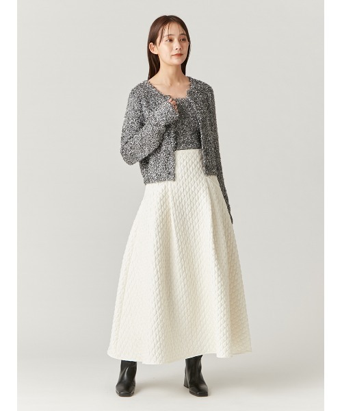 FRAY I.D(フレイアイディー)の「マトラッセラメジャガードタックフレアスカート(スカート・レディース・アイボリー/ブラック・0/1/00)」の13枚目の写真