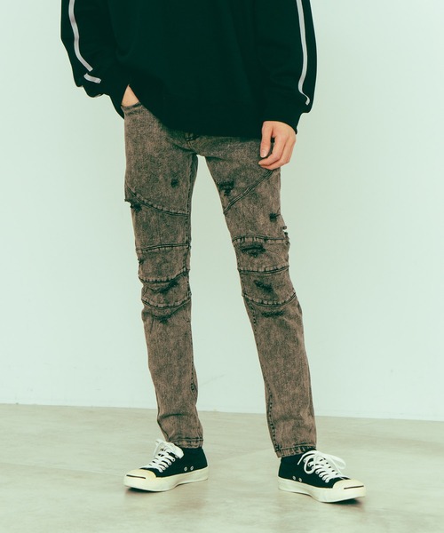 【セール】【BRKNHOME/ブロークンホーム】ダメージ加工 ブラックデニムパンツ（デニムパンツ）｜brknhome（ブロークンホーム）