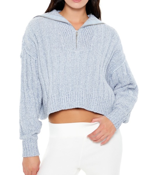 FOREVER 21（フォーエバー トゥエンティーワン）の「ハーフジップニットプルオーバー（スウェット・レディース・ブルー/ブラック・SMALL/MEDIUM）」の2枚目の写真