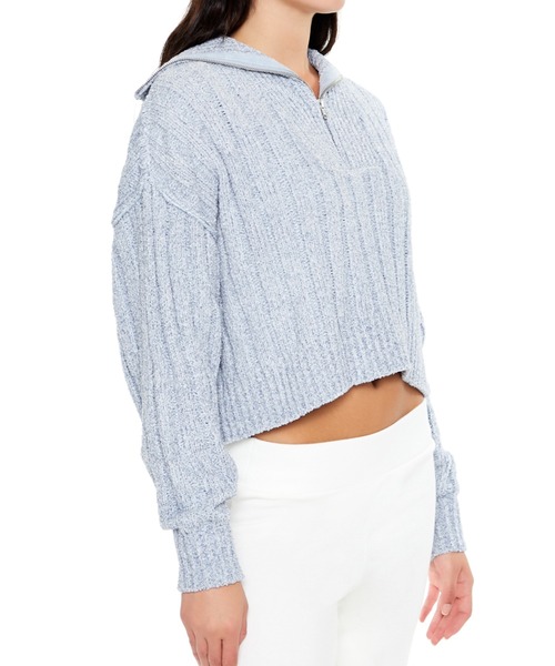 FOREVER 21（フォーエバー トゥエンティーワン）の「ハーフジップニットプルオーバー（スウェット・レディース・ブルー/ブラック・SMALL/MEDIUM）」の4枚目の写真