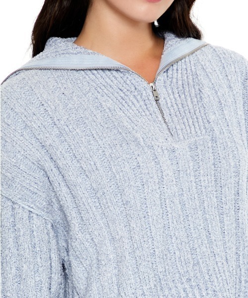 FOREVER 21（フォーエバー トゥエンティーワン）の「ハーフジップニットプルオーバー（スウェット・レディース・ブルー/ブラック・SMALL/MEDIUM）」の6枚目の写真