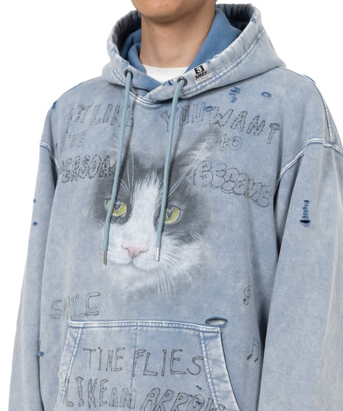 セール】Bleached Cat Print Hoodie（スウェット）｜Maison