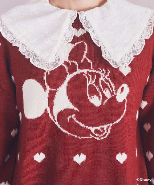 Disney（ディズニー）の「ミニー/ジャガードニットプルオーバー（ニット/セーター・レディース・オフホワイト/レッド・FREE）」の8枚目の写真