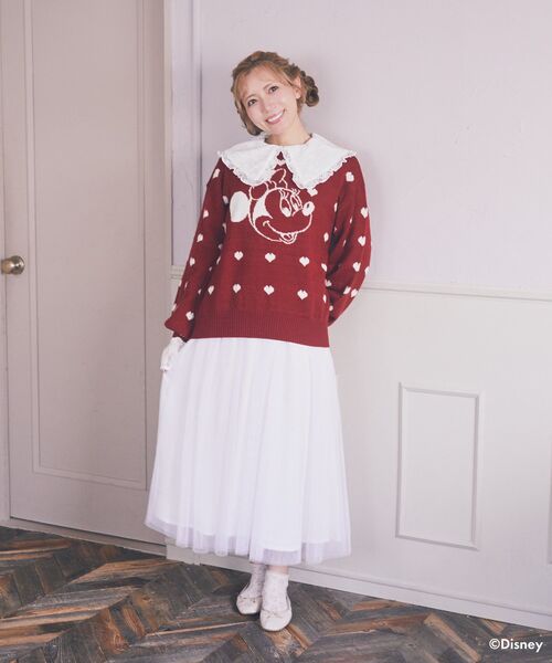Disney（ディズニー）の「ミニー/ジャガードニットプルオーバー（ニット/セーター・レディース・オフホワイト/レッド・FREE）」の9枚目の写真