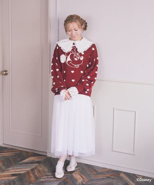 Disney（ディズニー）の「ミニー/ジャガードニットプルオーバー（ニット/セーター・レディース・オフホワイト/レッド・FREE）」の10枚目の写真