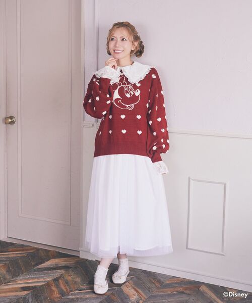 Disney（ディズニー）の「ミニー/ジャガードニットプルオーバー（ニット/セーター・レディース・オフホワイト/レッド・FREE）」の11枚目の写真