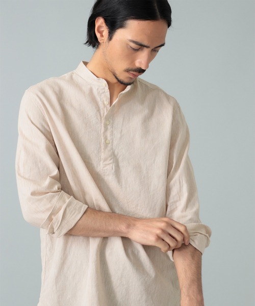 BRILLA per il gusto(ブリッラペルイルグースト)の「【別注】GUY ROVER / リネンコットン バンドカラー プルオーバーシャツ(シャツ/ブラウス・メンズ・ブラウン系その他3・39(M)/38(S)/37(XS)/42(XL)/41(L))」の7枚目の写真