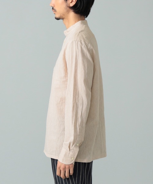 GUY ROVER バンドカラープルオーバーシャツ 別注】GUY ROVER / リネンコットン バンドカラー プルオーバー