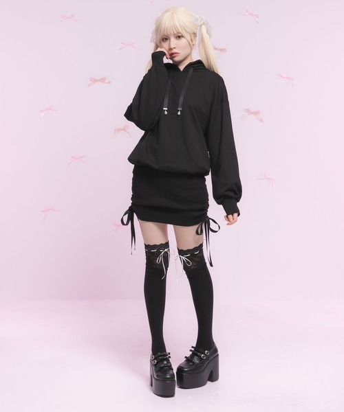 DearMyLoveRose(ディアマイラブローズ)の「選べるデザインゆるピタドロストワンピース(ワンピース・レディース・ブラック/ホワイト/ホワイト系その他/ブラック系その他/ベビーピンク/ピンク系その他・MEDIUM/LARGE/LL/3L)」の12枚目の写真