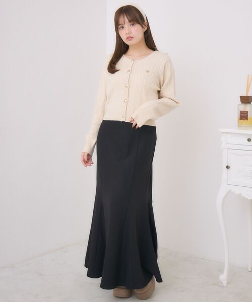 ems excite（エムズエキサイト）の「プレートケーブルNTカーデ（カーディガン/ボレロ・レディース・ブルー/レッド/ダークグリーン/ナチュラル・FREE）」の5枚目の写真