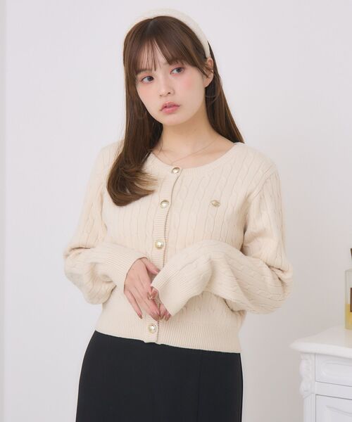 ems excite（エムズエキサイト）の「プレートケーブルNTカーデ（カーディガン/ボレロ・レディース・ブルー/レッド/ダークグリーン/ナチュラル・FREE）」の8枚目の写真