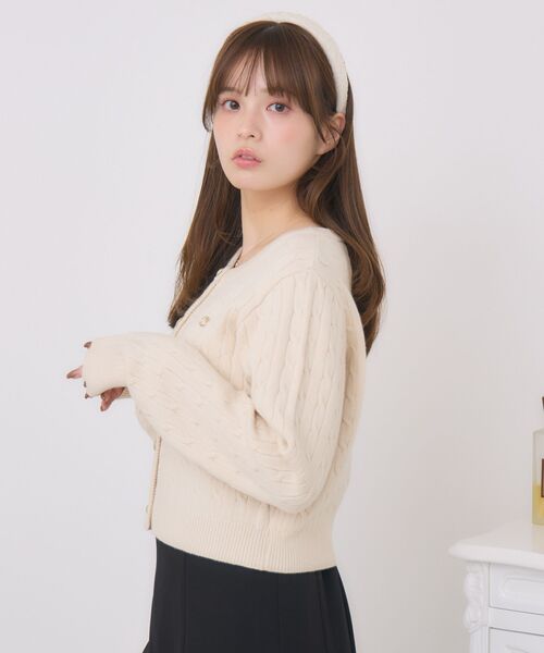 ems excite（エムズエキサイト）の「プレートケーブルNTカーデ（カーディガン/ボレロ・レディース・ブルー/レッド/ダークグリーン/ナチュラル・FREE）」の10枚目の写真