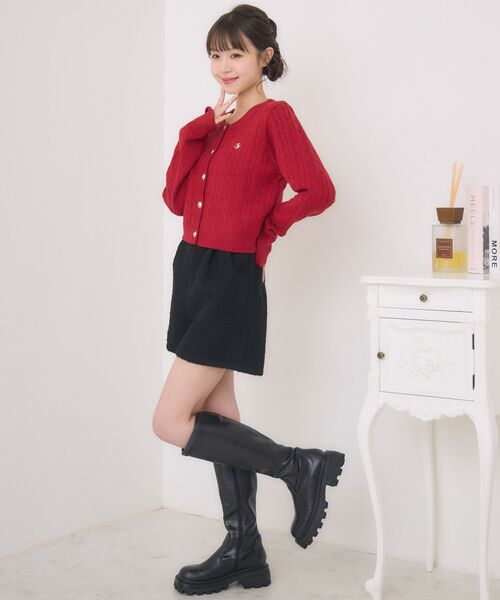 ems excite（エムズエキサイト）の「プレートケーブルNTカーデ（カーディガン/ボレロ・レディース・ブルー/レッド/ダークグリーン/ナチュラル・FREE）」の15枚目の写真