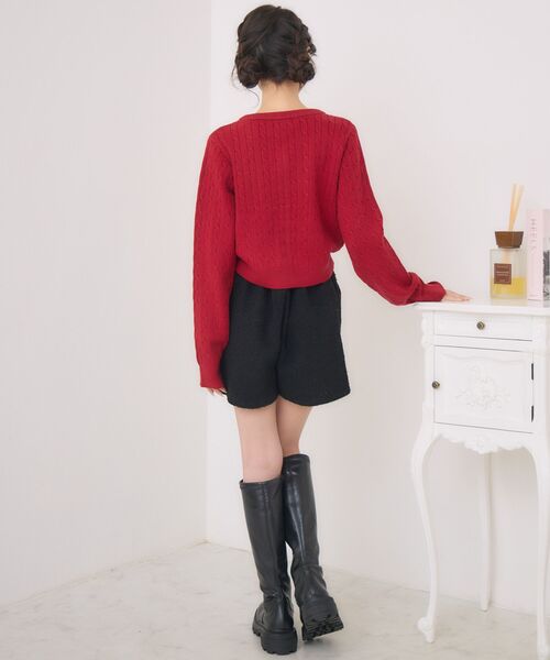 ems excite（エムズエキサイト）の「プレートケーブルNTカーデ（カーディガン/ボレロ・レディース・ブルー/レッド/ダークグリーン/ナチュラル・FREE）」の16枚目の写真