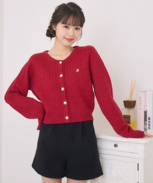 ems excite（エムズエキサイト）の「プレートケーブルNTカーデ（カーディガン/ボレロ・レディース・ブルー/レッド/ダークグリーン/ナチュラル・FREE）」の17枚目の写真