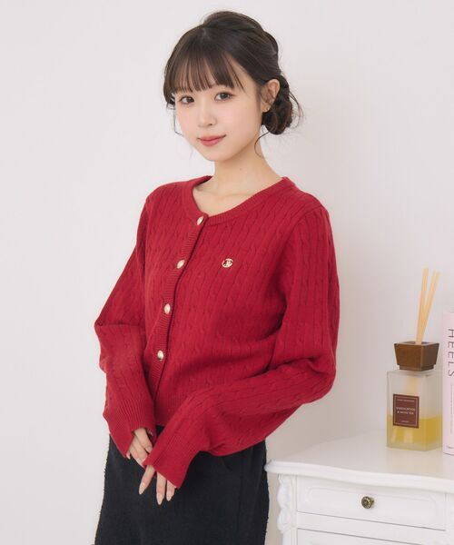 ems excite（エムズエキサイト）の「プレートケーブルNTカーデ（カーディガン/ボレロ・レディース・ブルー/レッド/ダークグリーン/ナチュラル・FREE）」の19枚目の写真