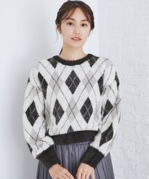 index | アーガイルチェックフェザーニット【洗濯機洗い可】(ニット/セーター)