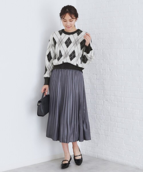 index（インデックス）の「◆アーガイルチェックフェザーニット【洗濯機洗い可】（ニット/セーター・レディース・ブルー系6/ベージュ系1/ブラック系1・00）」の18枚目の写真