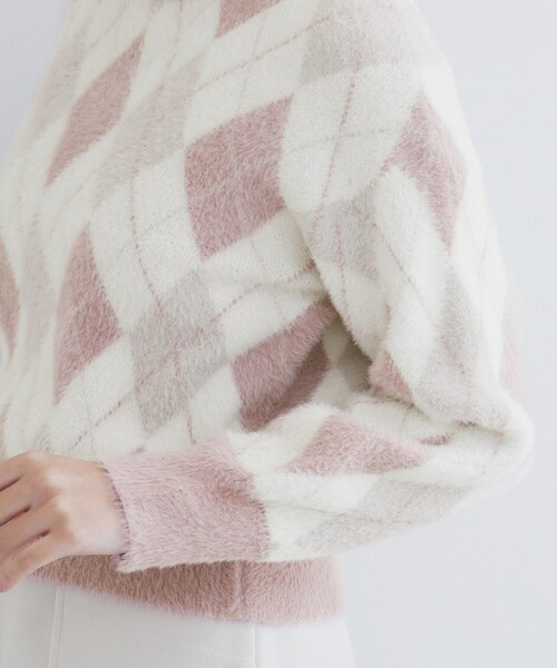 index（インデックス）の「◆アーガイルチェックフェザーニット【洗濯機洗い可】（ニット/セーター・レディース・ブルー系6/ベージュ系1/ブラック系1・00）」の12枚目の写真