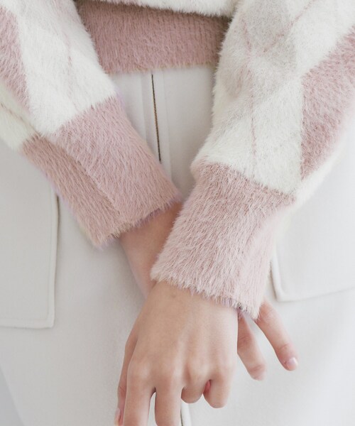 index（インデックス）の「◆アーガイルチェックフェザーニット【洗濯機洗い可】（ニット/セーター・レディース・ブルー系6/ベージュ系1/ブラック系1・00）」の13枚目の写真