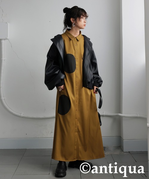 antiqua（アンティカ）の「ドット柄シャツワンピース（シャツワンピース・レディース・マスタード・ONESIZE）」の9枚目の写真
