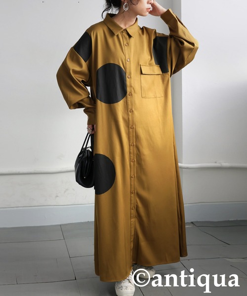 antiqua（アンティカ）の「ドット柄シャツワンピース（シャツワンピース・レディース・マスタード・ONESIZE）」の11枚目の写真