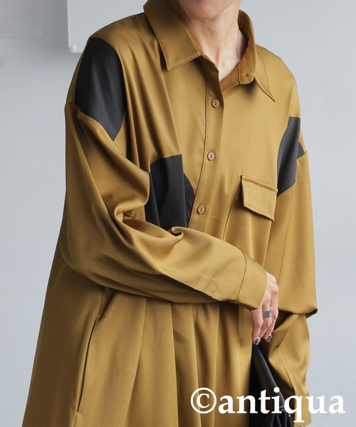 antiqua（アンティカ）の「ドット柄シャツワンピース（シャツワンピース・レディース・マスタード・ONESIZE）」の4枚目の写真