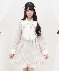 ダーリッチ　プリーツドッキングツイードミニワンピース セール】スプリングツイードドッキングミニワンピース