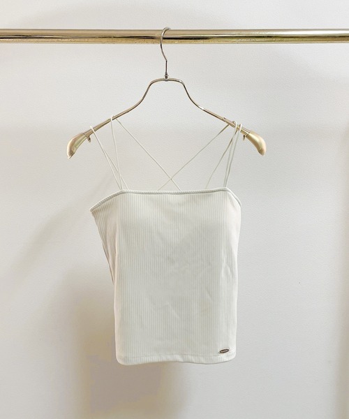 NOMAE（ノーマエ）の「クロスストラップパット付きキャミソール（キャミソール・レディース・ブラック/アイボリー/オフホワイト・FREE）」の2枚目の写真