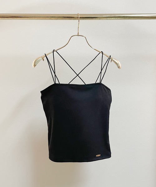 NOMAE（ノーマエ）の「クロスストラップパット付きキャミソール（キャミソール・レディース・ブラック/アイボリー/オフホワイト・FREE）」の3枚目の写真