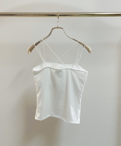NOMAE（ノーマエ）の「クロスストラップパット付きキャミソール（キャミソール・レディース・ブラック/アイボリー/オフホワイト・FREE）」の5枚目の写真
