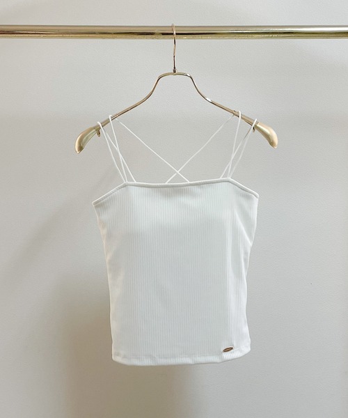 NOMAE（ノーマエ）の「クロスストラップパット付きキャミソール（キャミソール・レディース・ブラック/アイボリー/オフホワイト・FREE）」の4枚目の写真