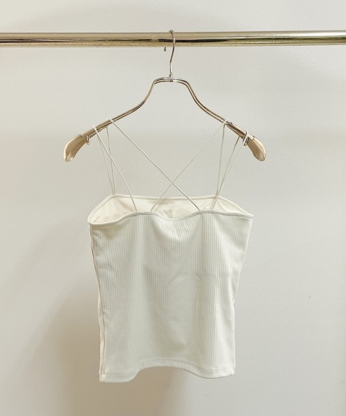 NOMAE（ノーマエ）の「クロスストラップパット付きキャミソール（キャミソール・レディース・ブラック/アイボリー/オフホワイト・FREE）」の7枚目の写真