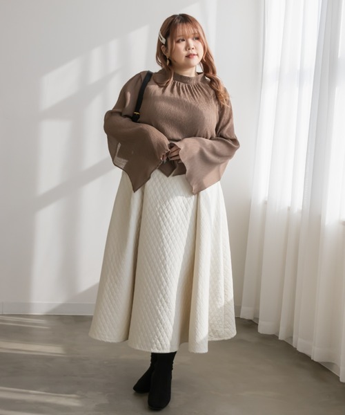 CLETTE(クレット)の「シアー楊柳袖スリットブラウス(シャツ/ブラウス・レディース・モカ/アイボリー/ブラック・LL/3L/4L)」の11枚目の写真