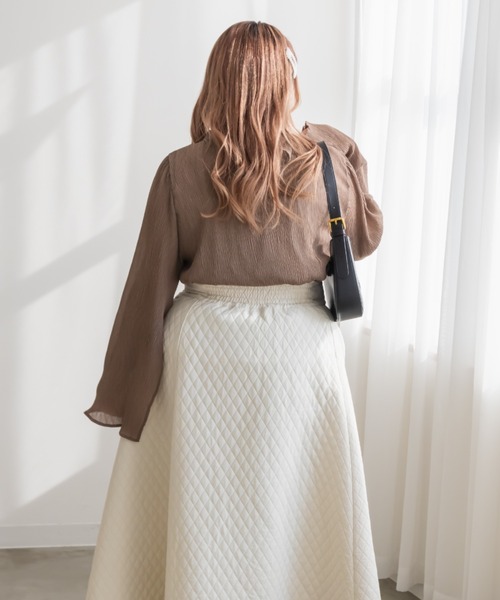 CLETTE(クレット)の「シアー楊柳袖スリットブラウス(シャツ/ブラウス・レディース・モカ/アイボリー/ブラック・LL/3L/4L)」の12枚目の写真