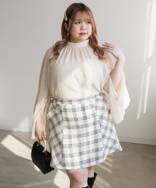 CLETTE(クレット)の「シアー楊柳袖スリットブラウス(シャツ/ブラウス・レディース・モカ/アイボリー/ブラック・LL/3L/4L)」の16枚目の写真