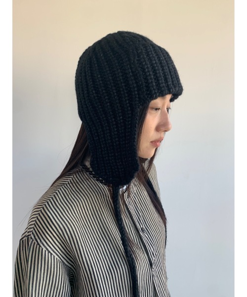 Didot.showroom（ディドット ショールーム）の「イヤーフラットビーニー02（ニットキャップ/ビーニー・レディース・グレー/アイボリー/ブラック・FREE）」の2枚目の写真