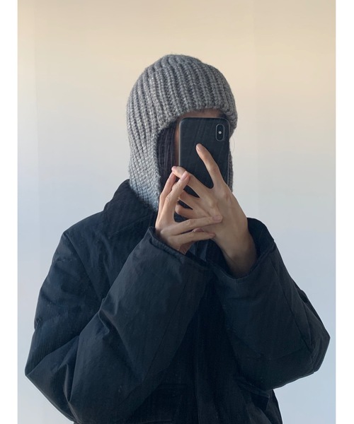 Didot.showroom（ディドット ショールーム）の「イヤーフラットビーニー02（ニットキャップ/ビーニー・レディース・グレー/アイボリー/ブラック・FREE）」の8枚目の写真