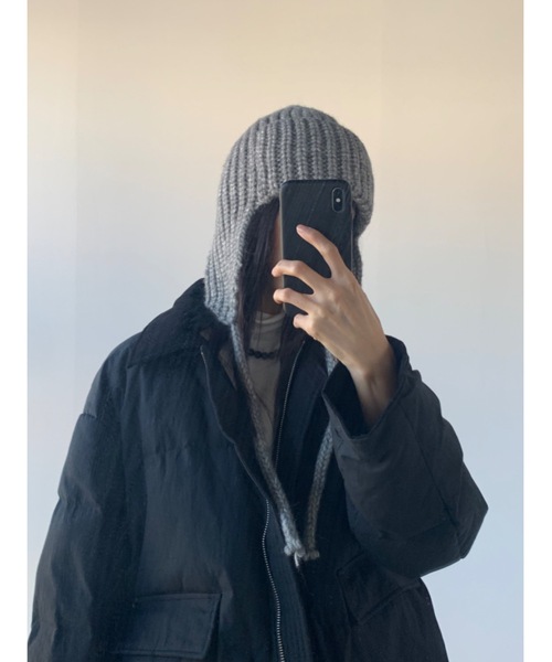 Didot.showroom（ディドット ショールーム）の「イヤーフラットビーニー02（ニットキャップ/ビーニー・レディース・グレー/アイボリー/ブラック・FREE）」の10枚目の写真