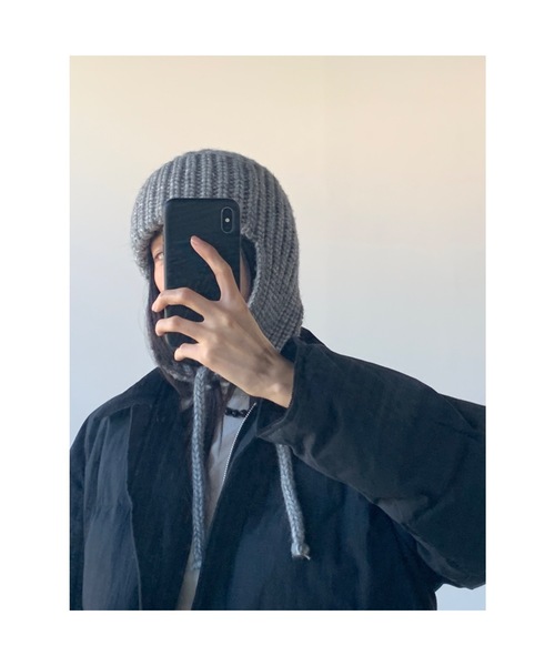 Didot.showroom（ディドット ショールーム）の「イヤーフラットビーニー02（ニットキャップ/ビーニー・レディース・グレー/アイボリー/ブラック・FREE）」の11枚目の写真