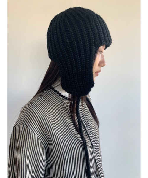 Didot.showroom（ディドット ショールーム）の「イヤーフラットビーニー02（ニットキャップ/ビーニー・レディース・グレー/アイボリー/ブラック・FREE）」の12枚目の写真